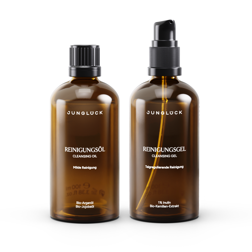 Junglück Double Cleansing Kombi in Braunglasflaschen