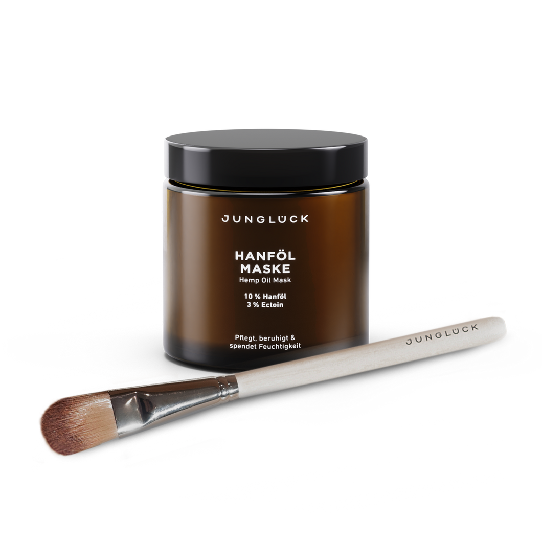 Hanföl Maske + Pinsel Kombi Set / Gesichtspflege JUNGLÜCK 1+1 Kombi