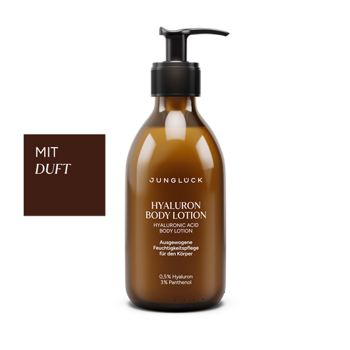 Junglück Hyaluron Body Lotion mit Duft in Braunglasflasche